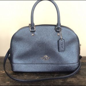 Metallic Navy Blue Coach Bag